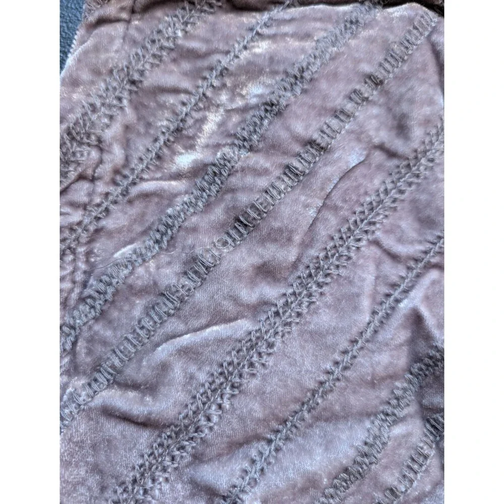 J. Jill Maxi Skirt Velvet Gray Chevron Stitch Elastic Waist Side Zip Boho Size 6